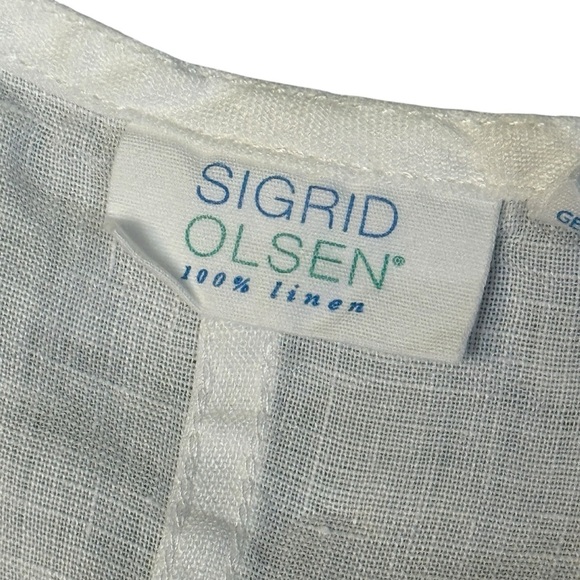 Sigrid Olsen 100% Linen Dolman Sleeve Boxy Top. White Size Medium #1519 - Picture 5 of 8